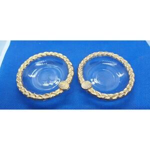 Vintage Hollywood Regency Fleur De Lis Glass Ashtrays/Trinket Dishes- MINT!